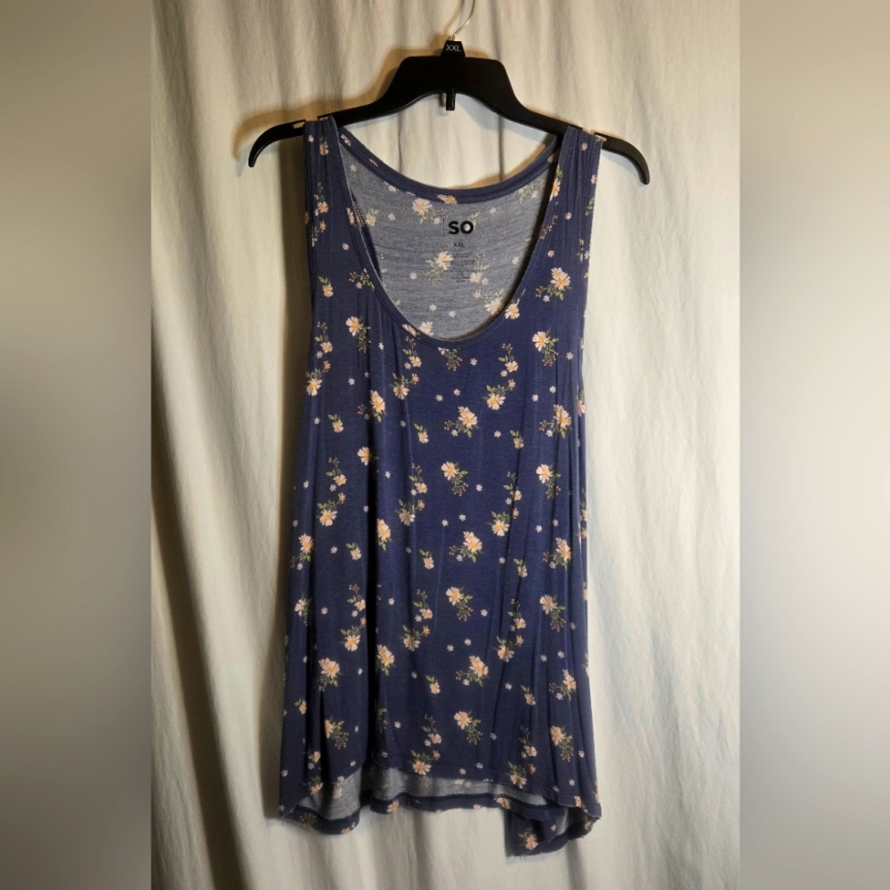 SO Navy Floral Sleeveless Top